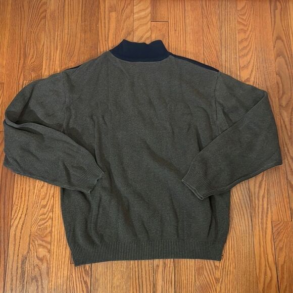 ALEX Cannon Quarter Zip Mock Turtleneck Sweater Blue Green size L Colorblock - Picture 2 of 5